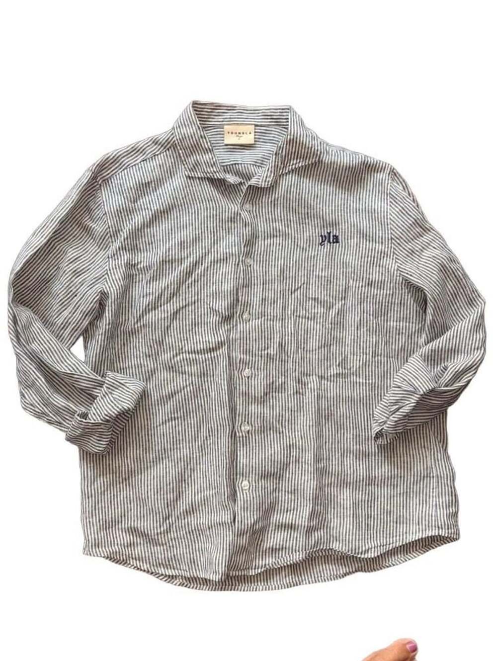 YoungLA Striped Linen Button-Up Shirt Size Large